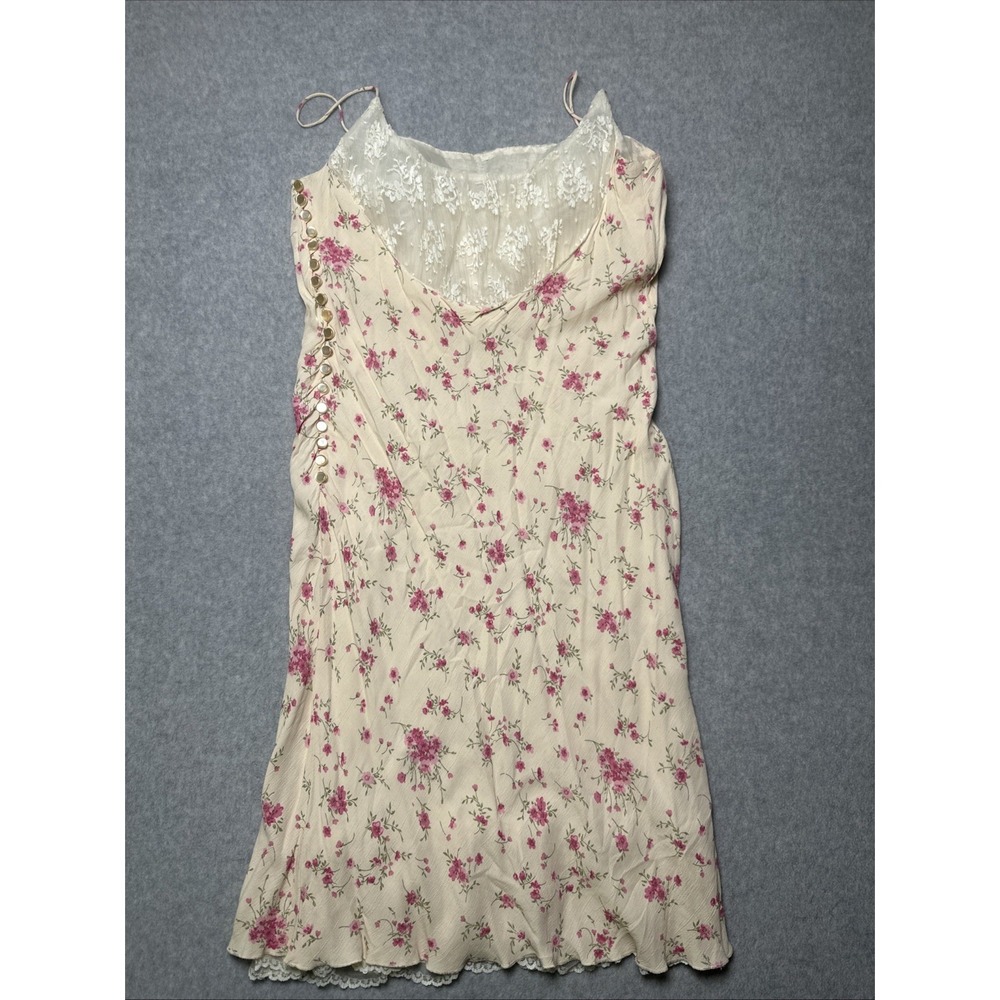 Victoria's Secret x Hugo Buscati VTG Pink floral Cream Busty lace dress Sz‎ 10